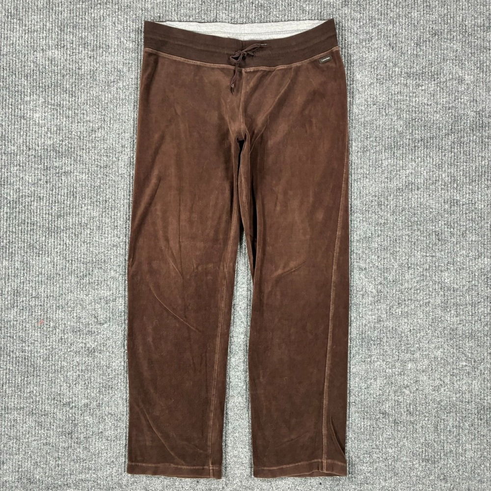 Calvin Klein Womens Lounge Pants Size Large Brown Velvet Soft Pull On Y2K